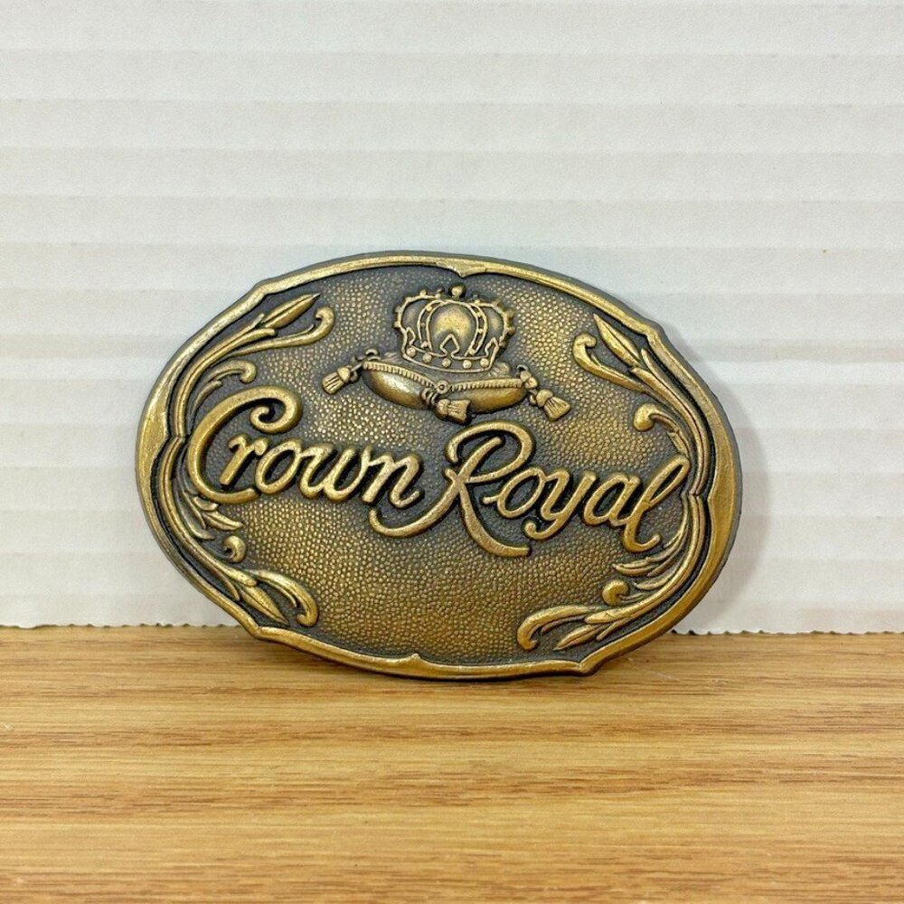 Crown Royal Whiskey Belt Buckle Brass Collectible